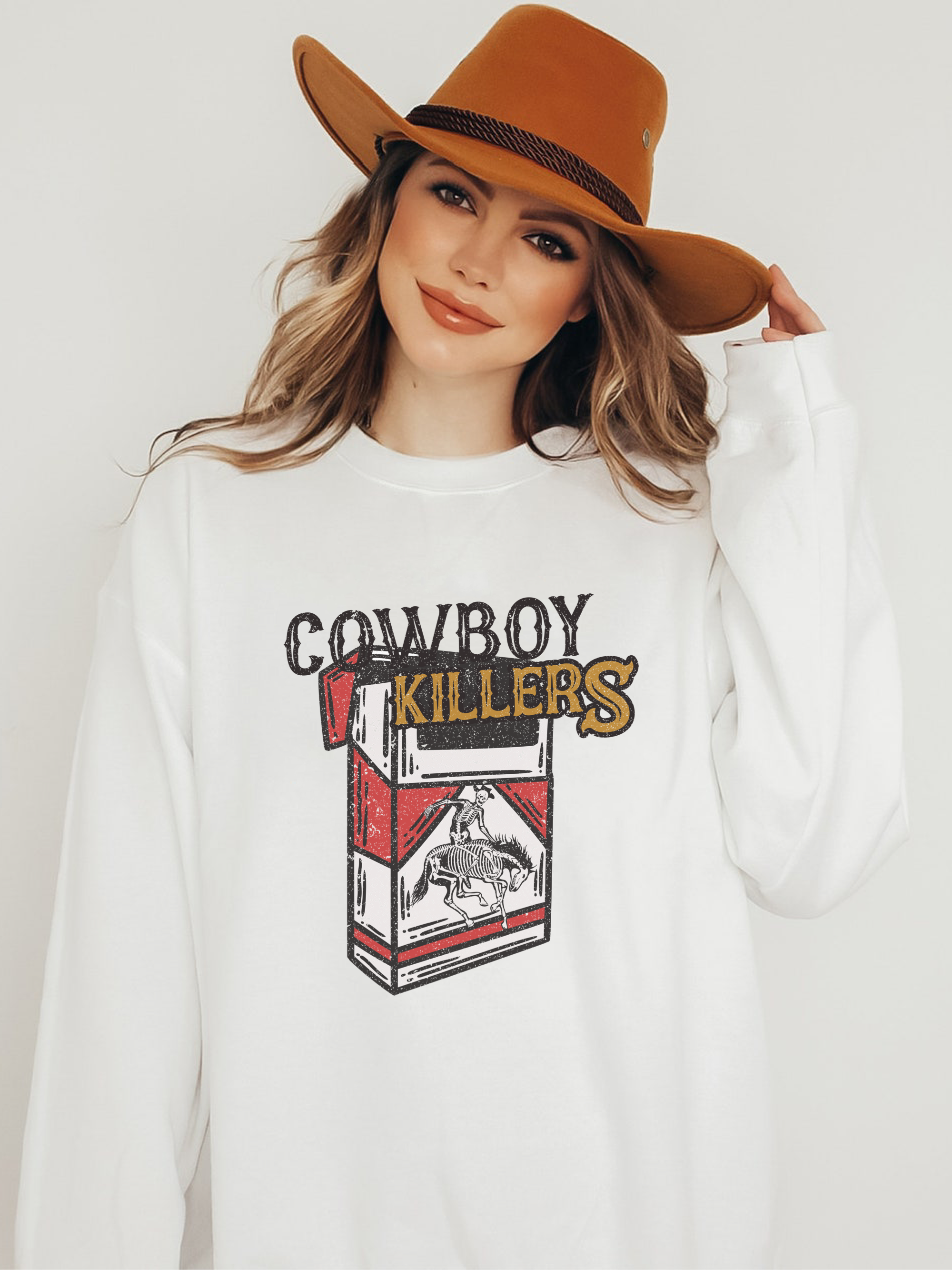 Oversized Western Hoodie Women Cowboy Killers Sweatshirt Back 