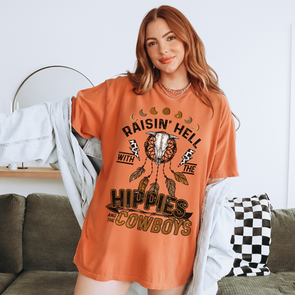 Raisin Hell With The Hippies And Cowboys Graphic Tee