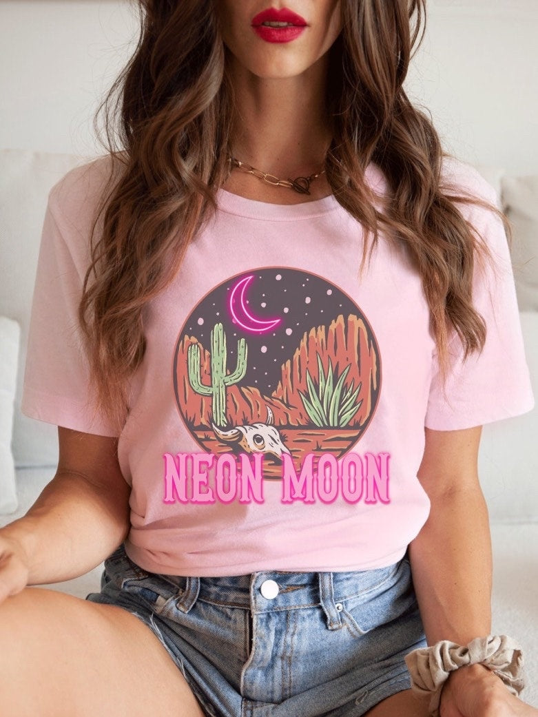 Comfort Colors Neon Moon Shirt, Aesthetic Clothes, Western Graphic Tee, Western Clothing, Howdy Shirt, Yeehaw Tshirt, Country Girl, Cowboys