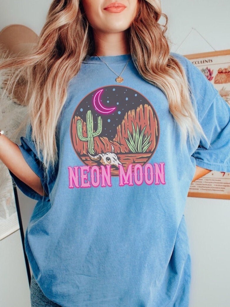 Comfort Colors Neon Moon Shirt, Aesthetic Clothes, Western Graphic Tee, Western Clothing, Howdy Shirt, Yeehaw Tshirt, Country Girl, Cowboys