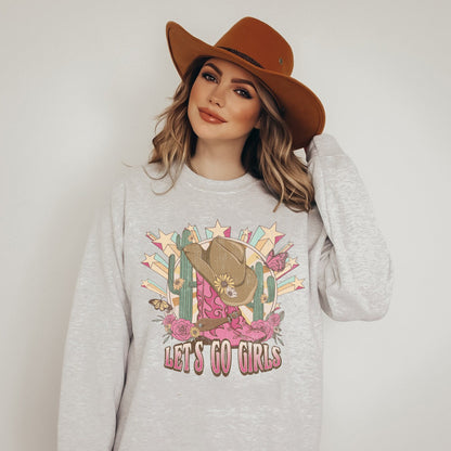 Lets Go Girls Vintage 90s Country Music Concert Shirt, Western Sweatshirt, Western Graphic Tee, Country Concert Outfit, Cowgirl Crewneck