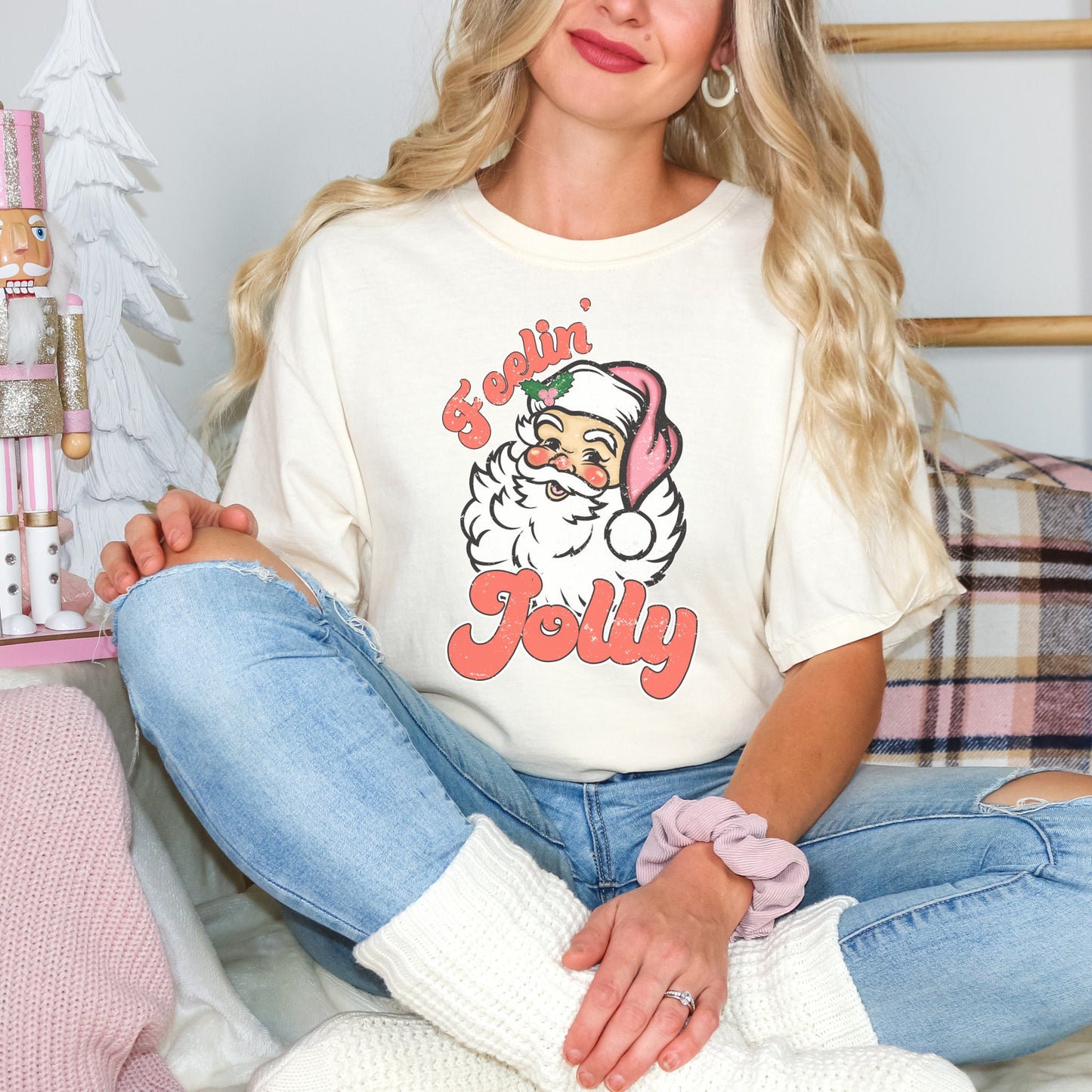 Retro Jolly Santa Shirt, Cute Christmas Tee, Holiday Clothes, Santa Claus Xmas Tshirt, Comfort Colors Vintage Santa, Matching Family Shirt