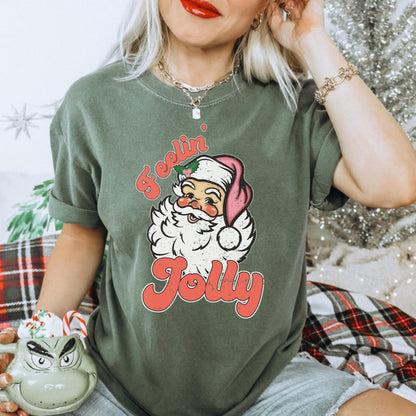 Retro Jolly Santa Shirt, Cute Christmas Tee, Holiday Clothes, Santa Claus Xmas Tshirt, Comfort Colors Vintage Santa, Matching Family Shirt