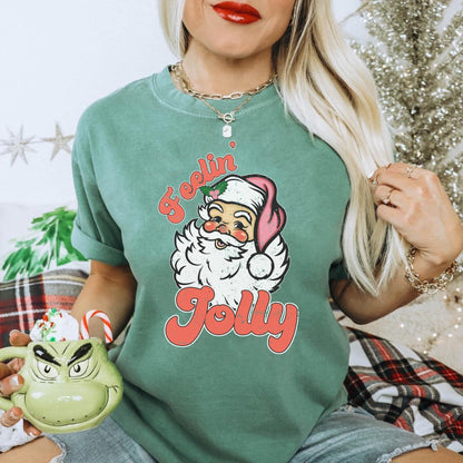 Retro Jolly Santa Shirt, Cute Christmas Tee, Holiday Clothes, Santa Claus Xmas Tshirt, Comfort Colors Vintage Santa, Matching Family Shirt