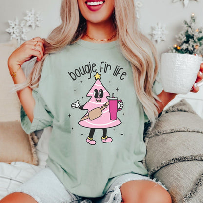 Bougie Fir Life Shirt, Christmas Tree Tshirt, Cute Xmas Shirts, Holiday Shirts, Retro Christmas Tee, Seasonal Shirts, Preppy Christmas Shirt