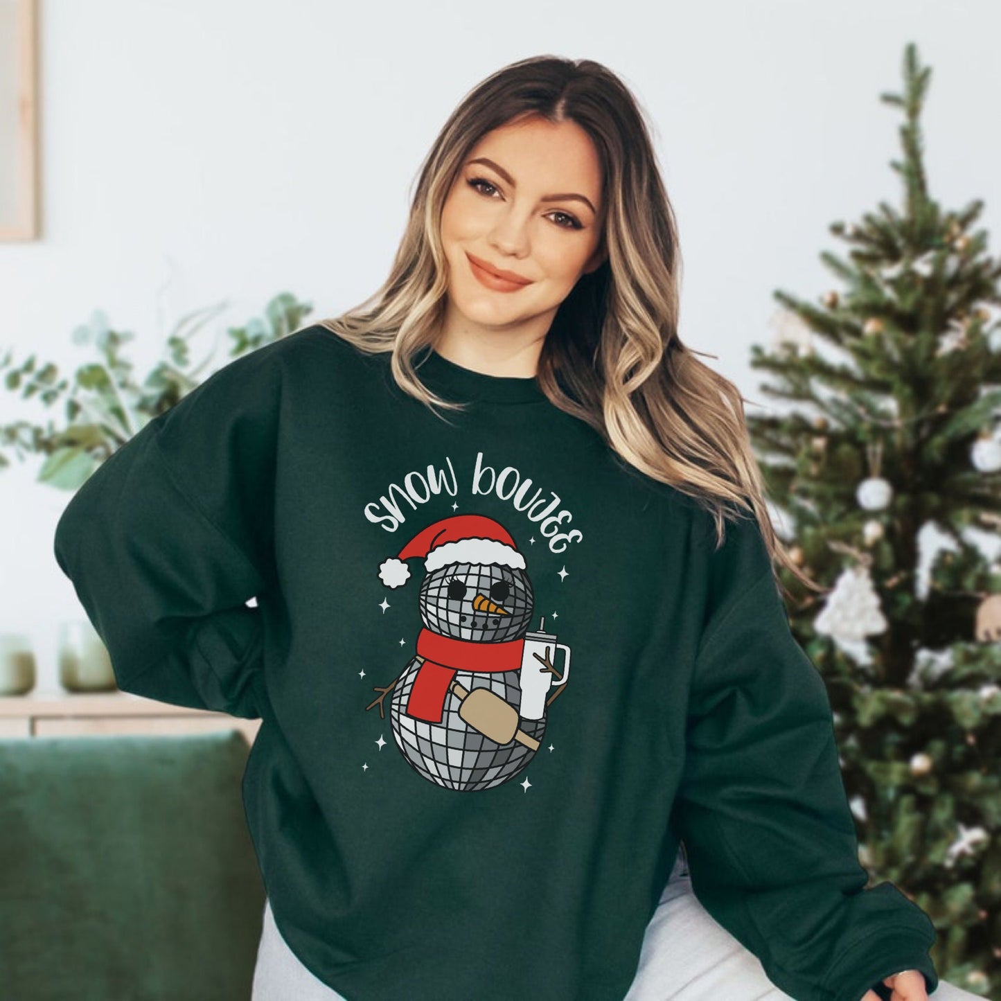 Snow Boujee Sweatshirt, Disco Snowman Chrismas Sweater, Cute Holiday Shirts, Matching Family Hoodies, Retro Santa Crewneck, Winter Pullover