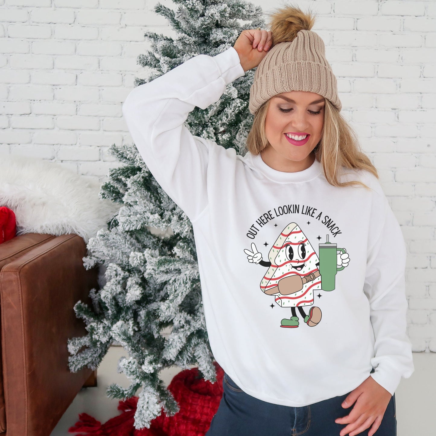 Lookin Like A Snack Shirt, Christmas Tree Sweatshirt, Retro Christmas Tree Crewneck, Cute Holiday Sweater, Girly Gifts, Funny Xmas Shirt