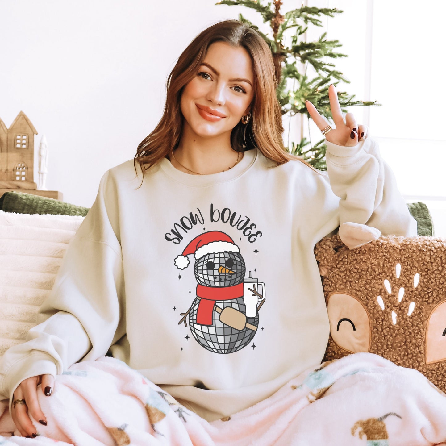 Snow Boujee Sweatshirt, Disco Snowman Chrismas Sweater, Cute Holiday Shirts, Matching Family Hoodies, Retro Santa Crewneck, Winter Pullover