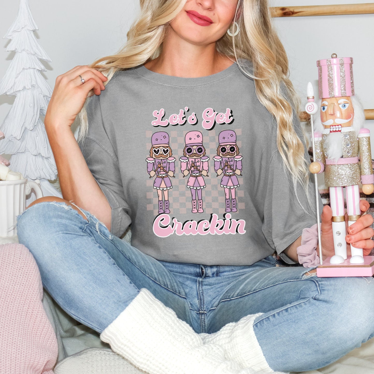 Lets Get Crackin Shirt, Pink Nutcracker Shirt, Cute Christmas Shirt, Retro Holiday Tee, Vintage Christmas Tshirt, Nutcracker Ballet Shirt