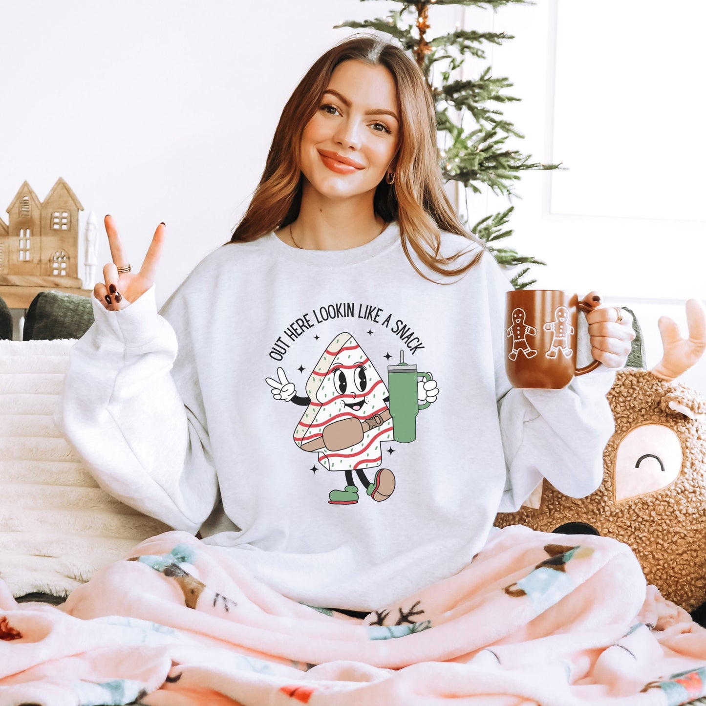 Lookin Like A Snack Shirt, Christmas Tree Sweatshirt, Retro Christmas Tree Crewneck, Cute Holiday Sweater, Girly Gifts, Funny Xmas Shirt