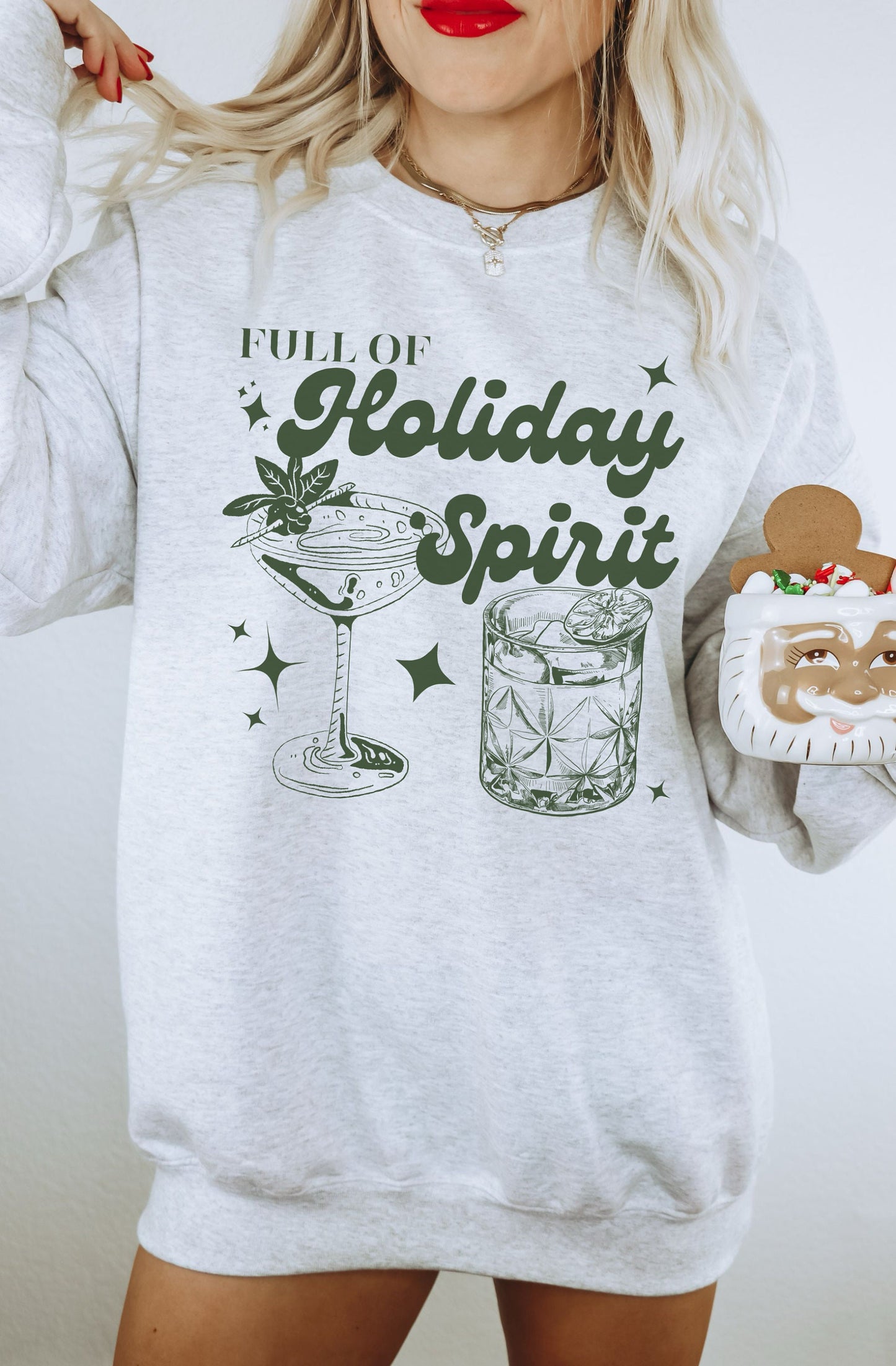 Full Of Holiday Spirit Shirt, Funny Christmas Sweatshirt, Christmas Party Shirt, Ugly Xmas Sweater, Sarcastic Christmas Shirt, Retro Xmas