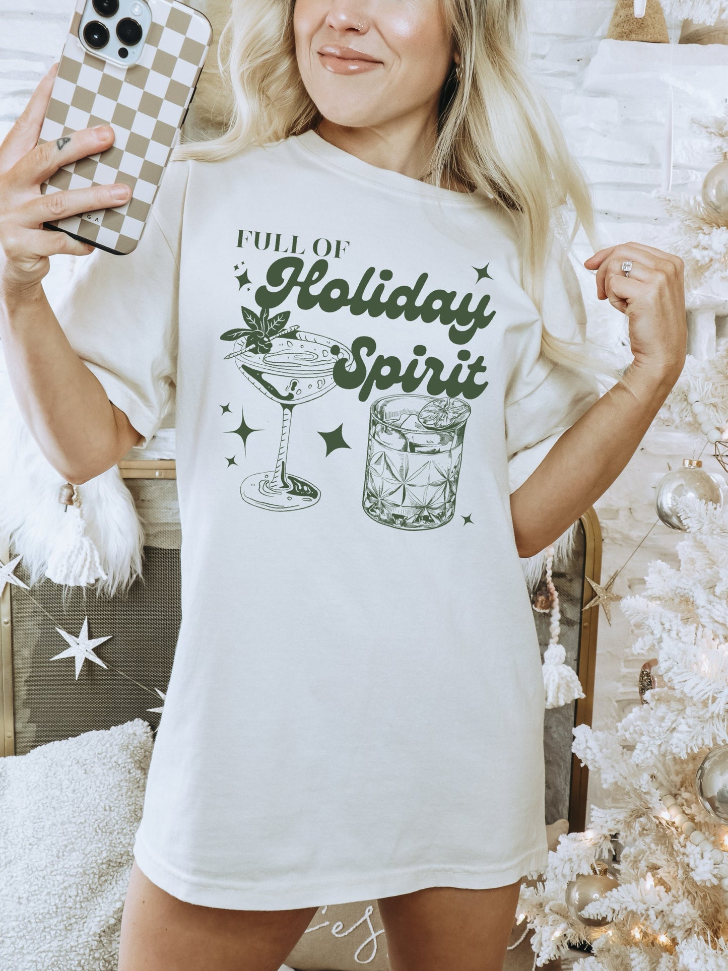 Full Of Holiday Spirit Shirt, Funny Christmas Tshirt, Cute Christmas Tees, Trendy Holiday Shirt, Drinking Shirt, Holiday Apparel, Xmas Tees