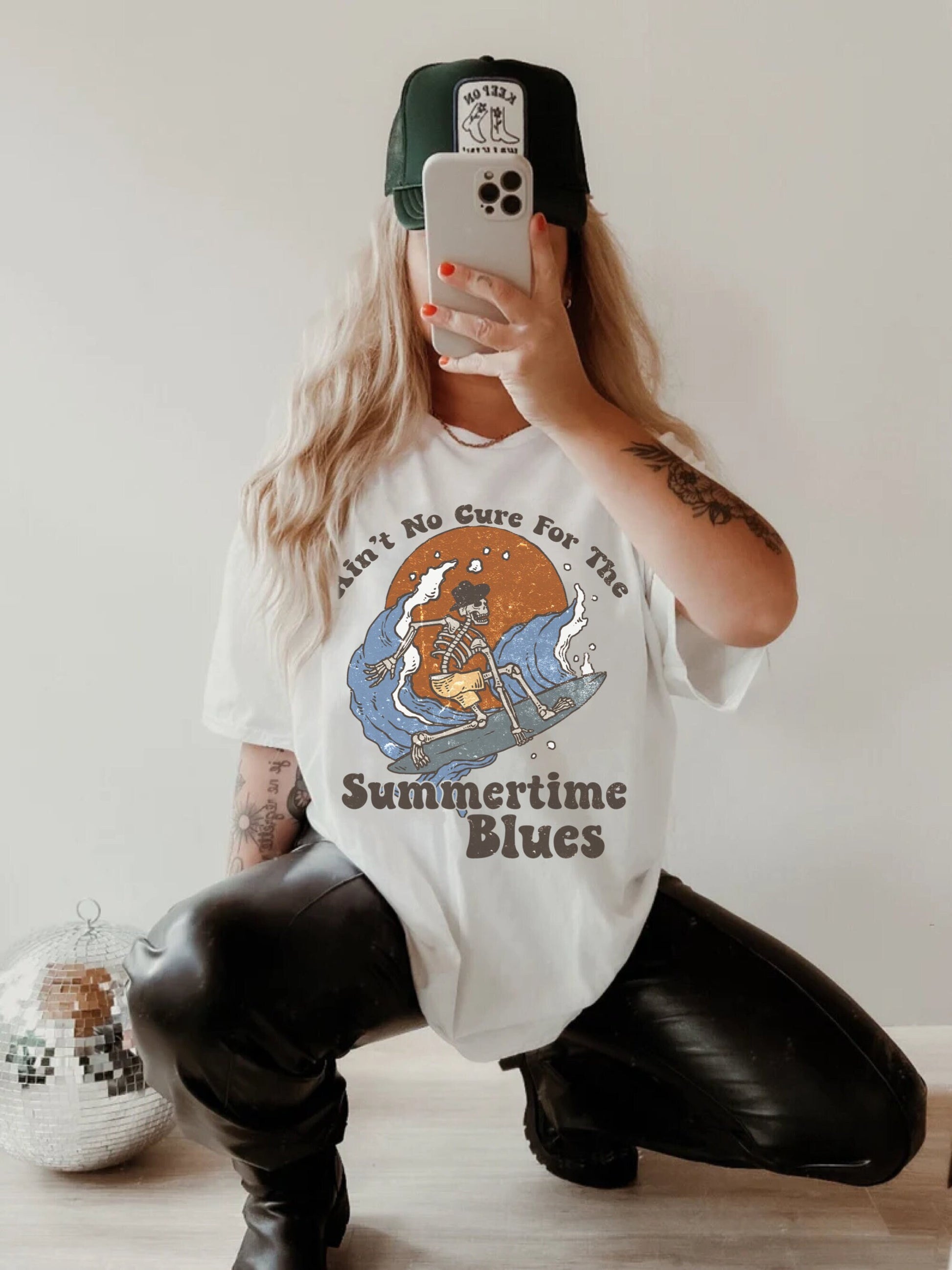 Summertime Blues Shirt, Cowboy Graphic Tee, Cowboy Surfer, Trendy Western Shirt, 90s Country Music Shirt, Oversized Graphic Tee, Rodeo Girl