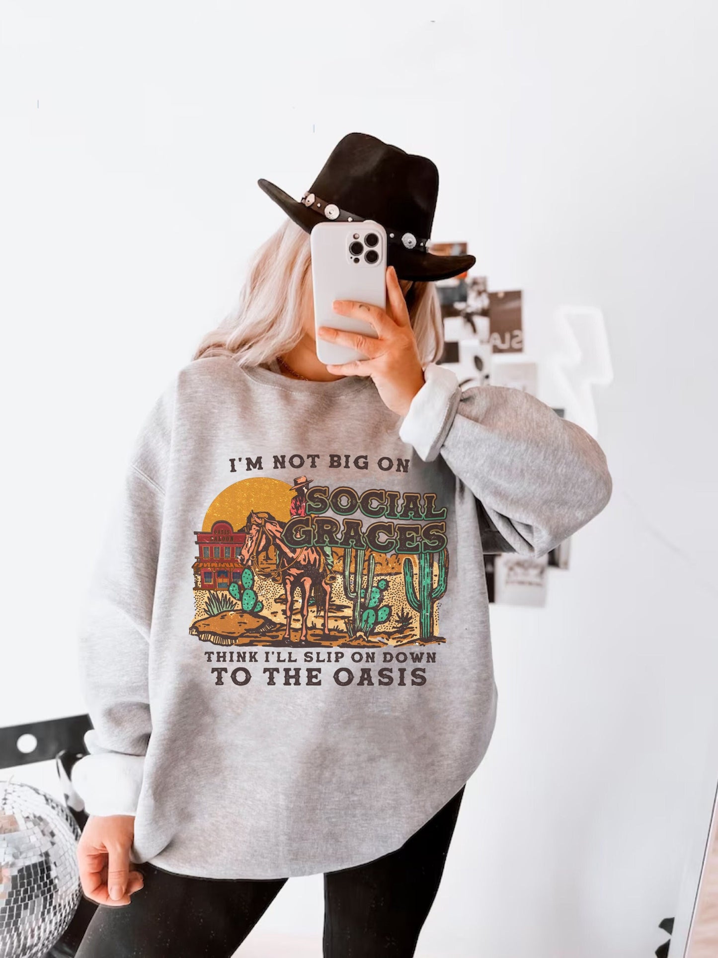 Social Graces Sweatshirt, Western Sweatshirt, Cowgirl Hoodie, Cowboy Sweatshirt, Country Crewneck, Country Music Tour Shirt, Concert Outfit