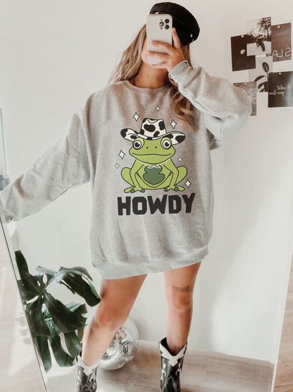 Howdy Frog Shirt, Cowboy Frog Shirt, Frog Sweatshirt, Howdy Shirt, Cowgirl Shirt, Cute Western Shirts, Frog Hoodie, Cowboy Tee, Western Tees