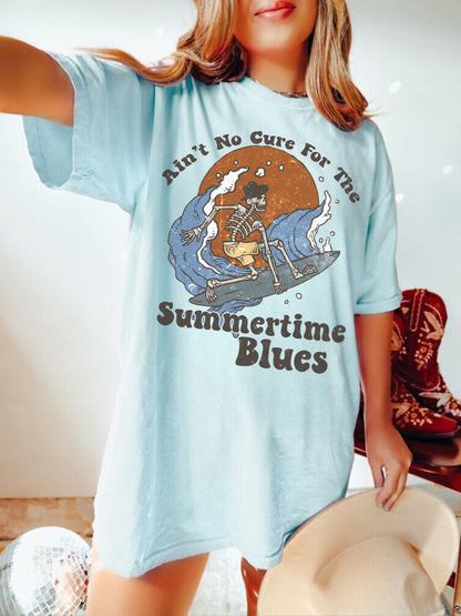 Summertime Blues Shirt, Cowboy Graphic Tee, Cowboy Surfer, Trendy Western Shirt, 90s Country Music Shirt, Oversized Graphic Tee, Rodeo Girl