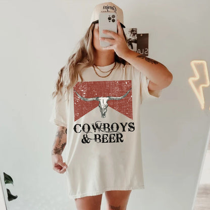 Cowboys And Beer Shirt, Cowboy Graphic Tee, Cowgirl Tee, Country Tshirt, Cute Western Shirt, Boho Western Shirt, Rodeo Shirt, Country Girl