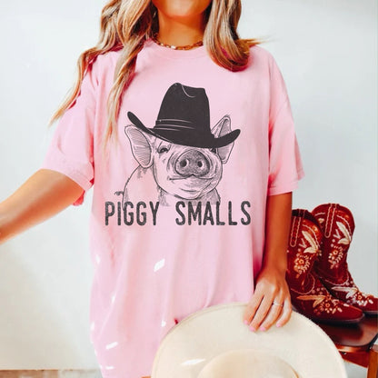 Piggy Smalls Shirt, Cowboy Graphic Tee, Cute Farm Shirts, Oversized Country Tshirt, Country Music Shirt, Funny Western Shirt, Cowgirl Tee