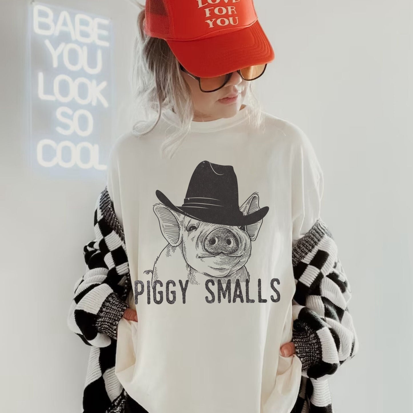 Piggy Smalls Shirt, Cowboy Graphic Tee, Cute Farm Shirts, Oversized Country Tshirt, Country Music Shirt, Funny Western Shirt, Cowgirl Tee