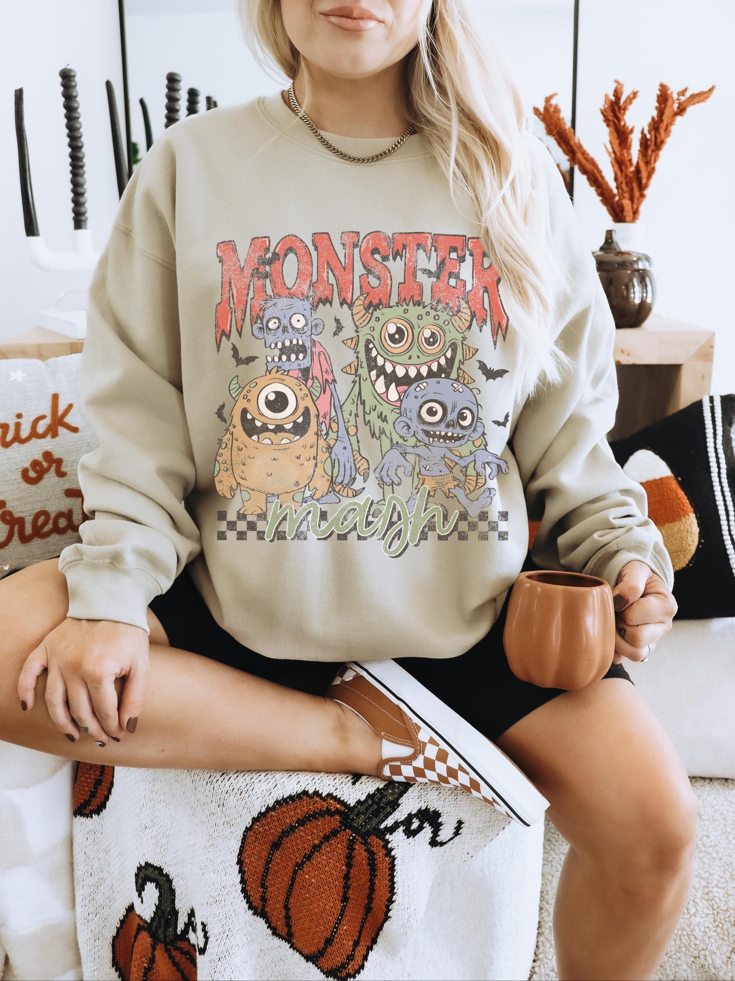 Monster Mash Shirt, Monster Sweatshirt, Cute Halloween Shirt, Spooky Sweater, Witchy Sweater, Halloween Crewneck, Vintage Ghost Sweatshirt