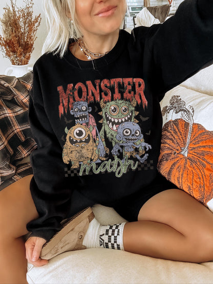 Monster Mash Shirt, Monster Sweatshirt, Cute Halloween Shirt, Spooky Sweater, Witchy Sweater, Halloween Crewneck, Vintage Ghost Sweatshirt