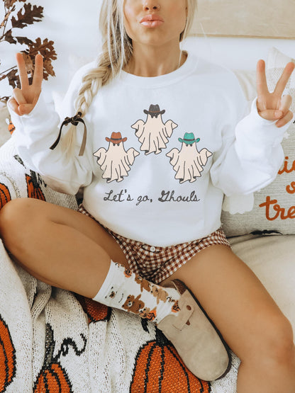 Lets Go Ghouls Shirt, Cowboy Ghost Shirt, Western Halloween, Halloween Ghost Sweatshirt, Cute Ghost Shirt, Spooky Season Sweater, Ghost Tees