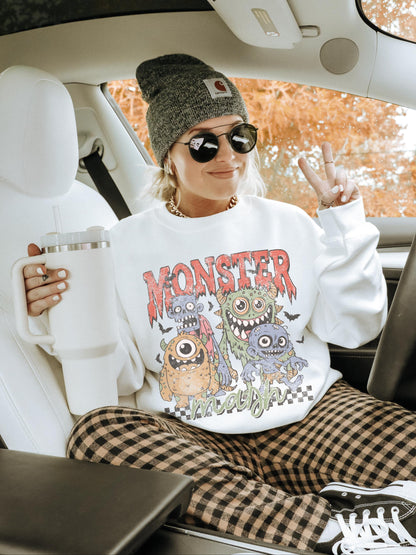 Monster Mash Shirt, Monster Sweatshirt, Cute Halloween Shirt, Spooky Sweater, Witchy Sweater, Halloween Crewneck, Vintage Ghost Sweatshirt