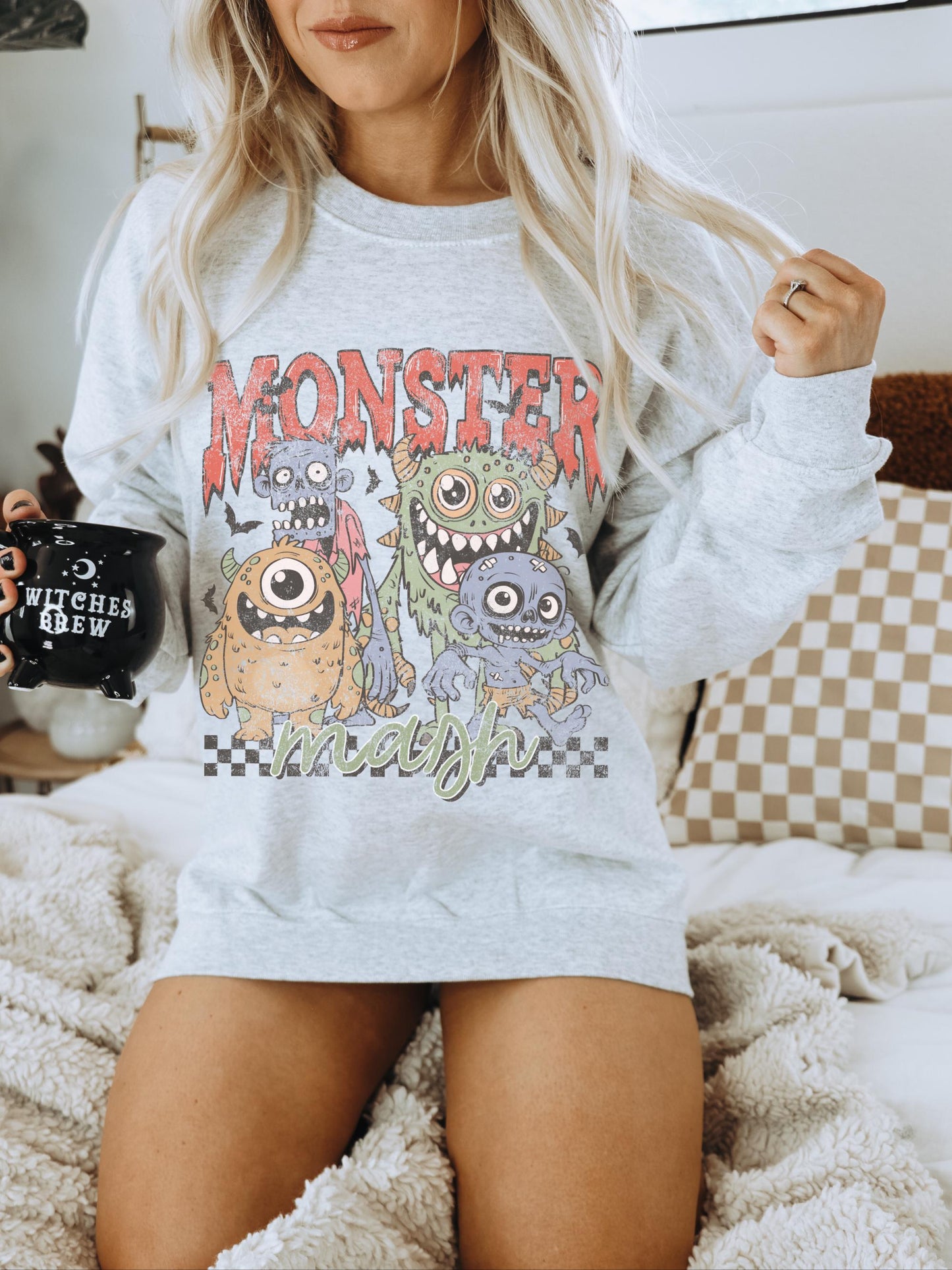 Monster Mash Shirt, Monster Sweatshirt, Cute Halloween Shirt, Spooky Sweater, Witchy Sweater, Halloween Crewneck, Vintage Ghost Sweatshirt