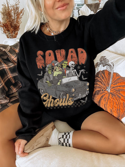 Squad Ghoul Shirt, Monster Sweatshirt, Retro Halloween Shirt, Spooky Sweatshirt, Witchy Sweater, Fall Crewneck, Halloween Hoodies, Fall Tees