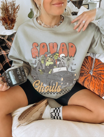 Squad Ghoul Shirt, Monster Sweatshirt, Retro Halloween Shirt, Spooky Sweatshirt, Witchy Sweater, Fall Crewneck, Halloween Hoodies, Fall Tees