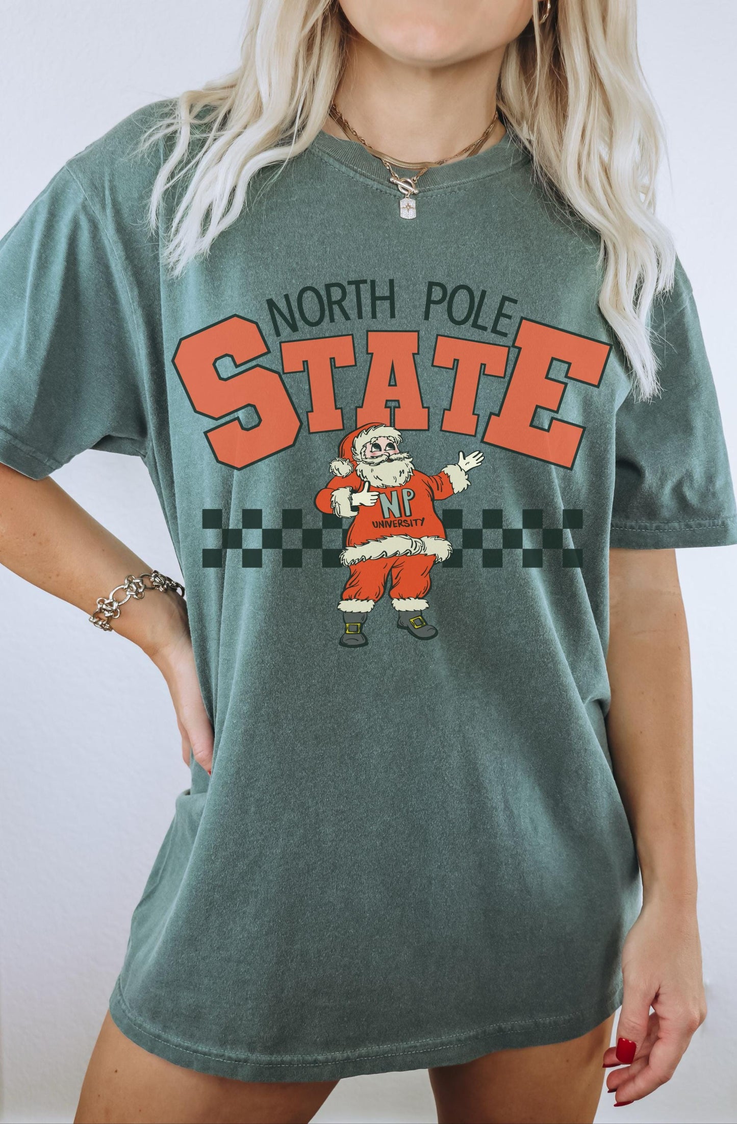 North Pole State Shirt, North Pole Shirt, Retro Christmas Shirt, Cute Santa Shirt, Trendy Christmas Tee, Festive Tshirt, Cute Holiday Shirt