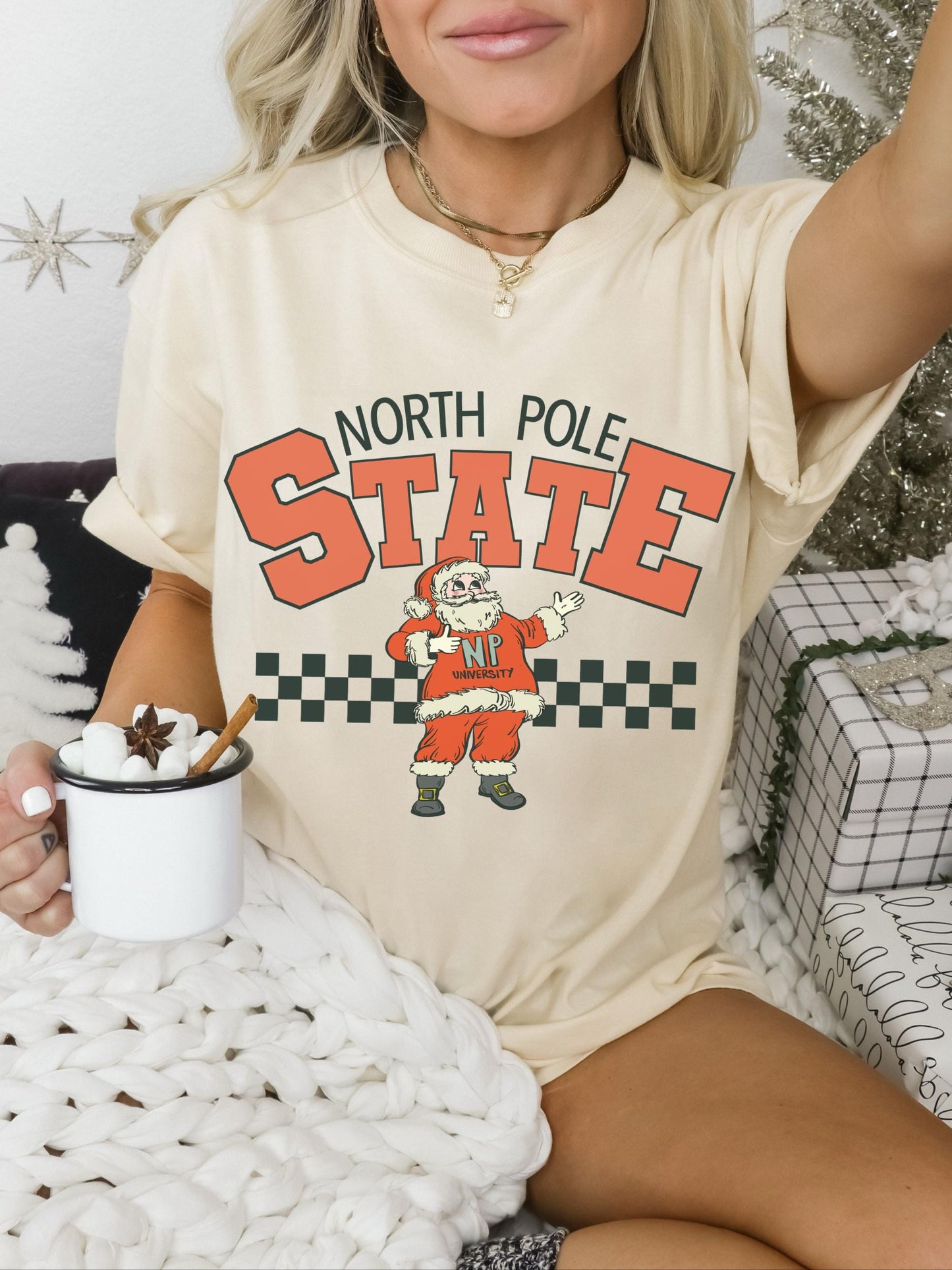 North Pole State Shirt, North Pole Shirt, Retro Christmas Shirt, Cute Santa Shirt, Trendy Christmas Tee, Festive Tshirt, Cute Holiday Shirt