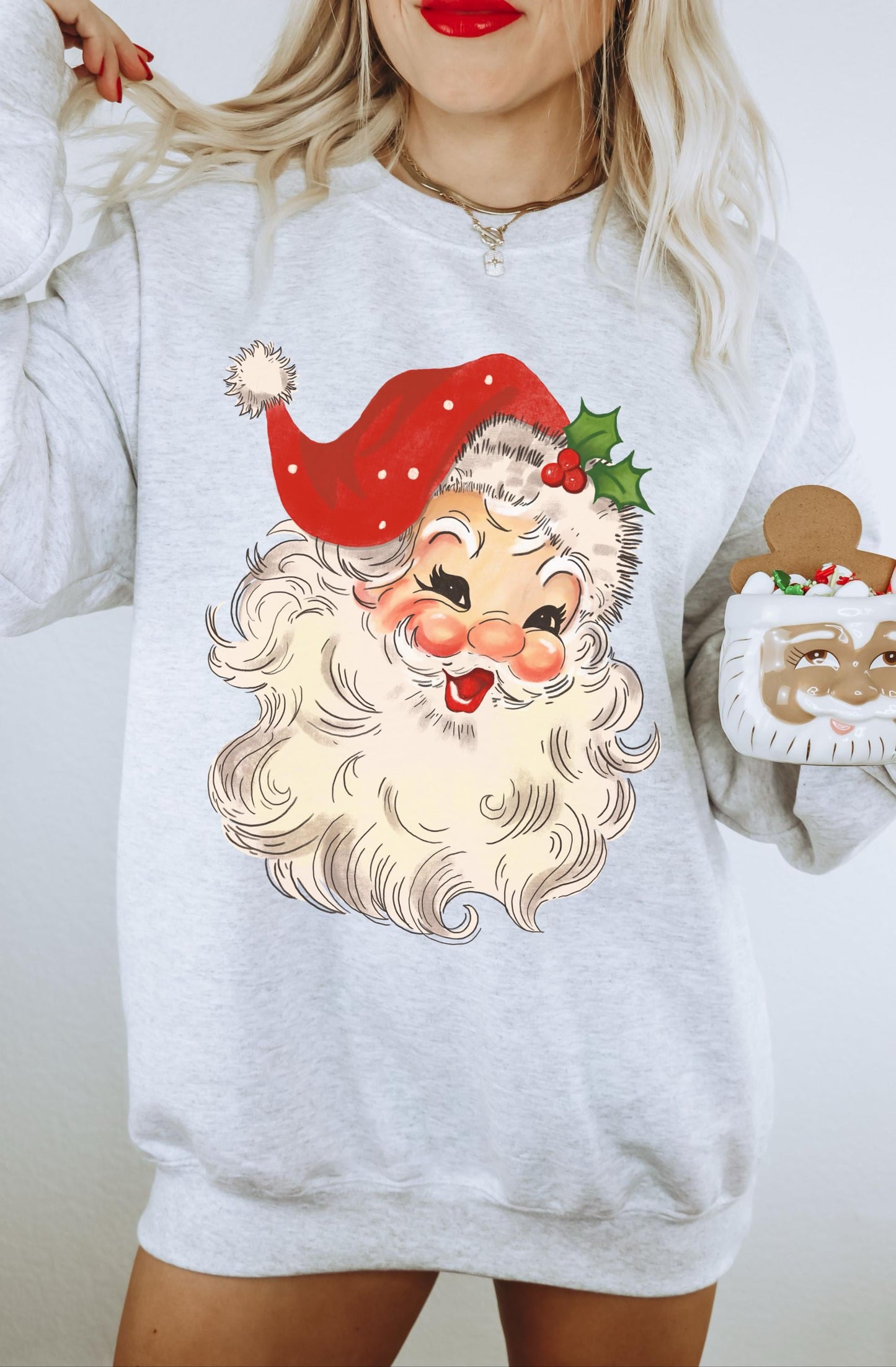 Retro Santa Sweatshirt, Vintage Christmas Sweatshirt, Holiday Crewneck, Festive Shirt, Ugly Christmas Sweater, Cute Holiday Shirt, Santa Tee