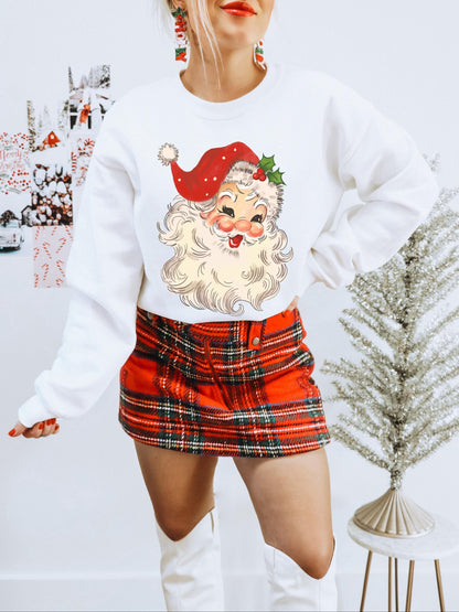 Retro Santa Sweatshirt, Vintage Christmas Sweatshirt, Holiday Crewneck, Festive Shirt, Ugly Christmas Sweater, Cute Holiday Shirt, Santa Tee