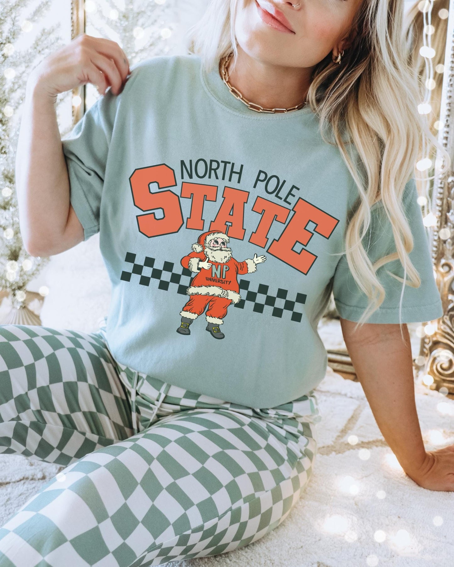 North Pole State Shirt, North Pole Shirt, Retro Christmas Shirt, Cute Santa Shirt, Trendy Christmas Tee, Festive Tshirt, Cute Holiday Shirt