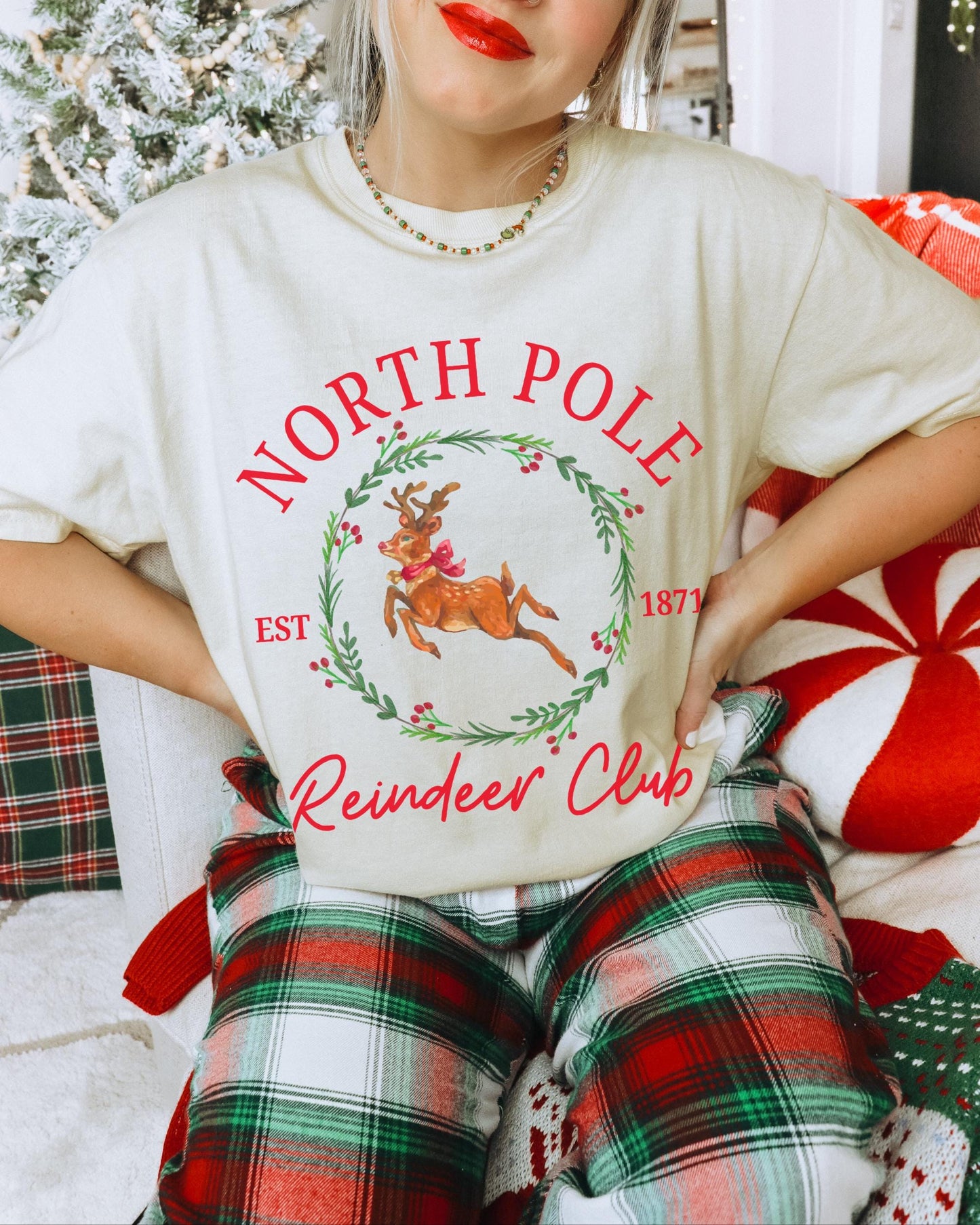 North Pole Reindeer Club Shirt, Cute Christmas Shirt, Retro Reindeer Shirt, Vintage Christmas Shirt, Social Club Shirt, Holiday Graphic Tees