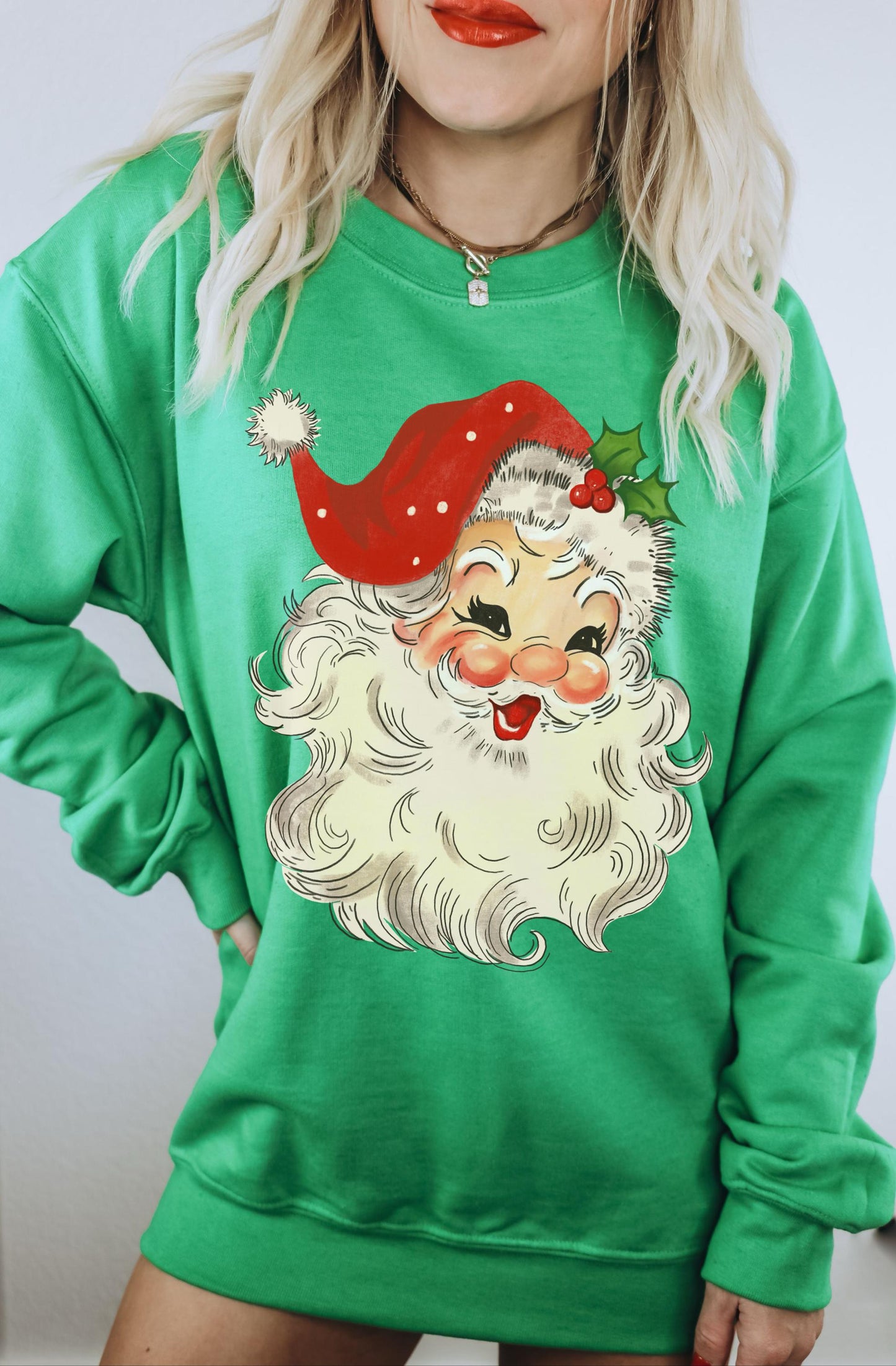 Retro Santa Sweatshirt, Vintage Christmas Sweatshirt, Holiday Crewneck, Festive Shirt, Ugly Christmas Sweater, Cute Holiday Shirt, Santa Tee