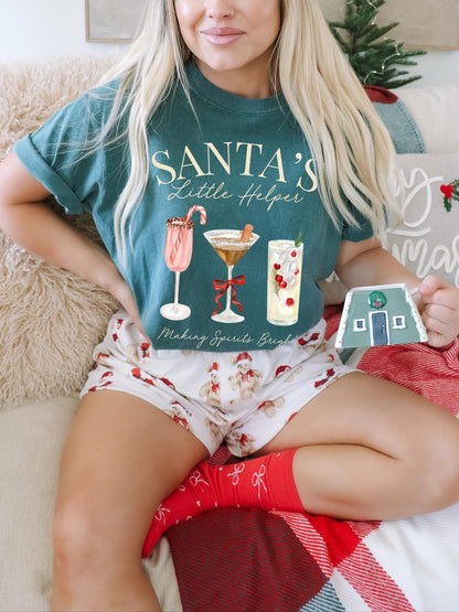 Santas Little Helper Shirt, Christmas Cocktail Shirt, Holiday Party Shirt, Funny Christmas Tee, Holiday Spirit Shirt, Retro Santa Shirt