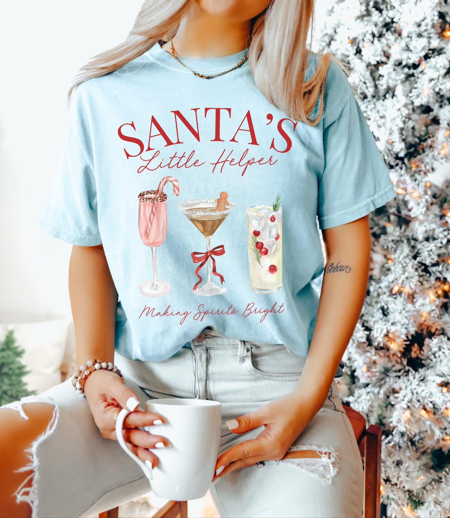 Santas Little Helper Shirt, Christmas Cocktail Shirt, Holiday Party Shirt, Funny Christmas Tee, Holiday Spirit Shirt, Retro Santa Shirt