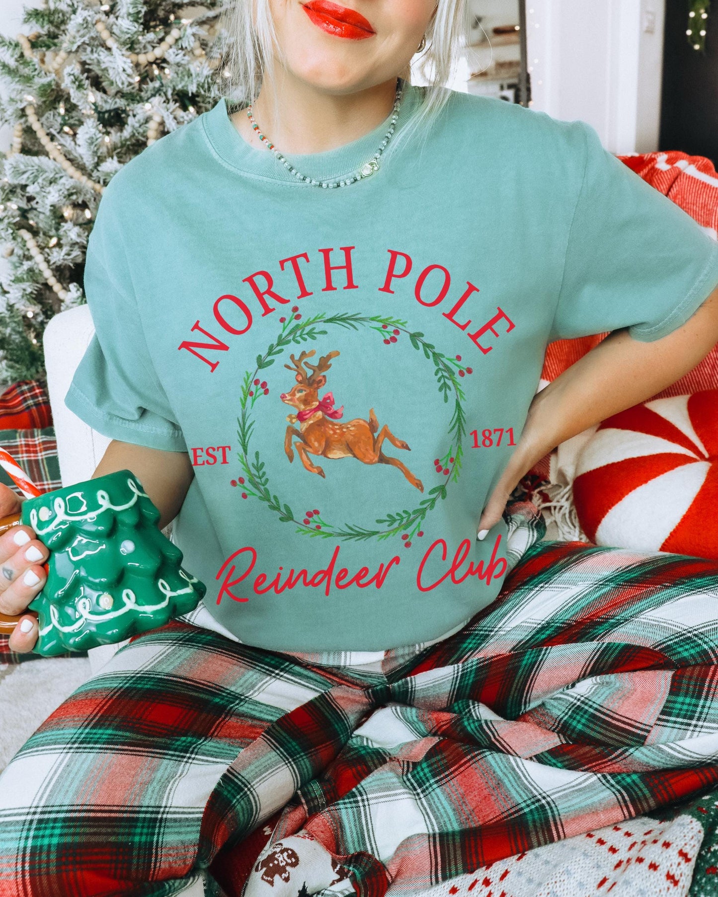 North Pole Reindeer Club Shirt, Cute Christmas Shirt, Retro Reindeer Shirt, Vintage Christmas Shirt, Social Club Shirt, Holiday Graphic Tees