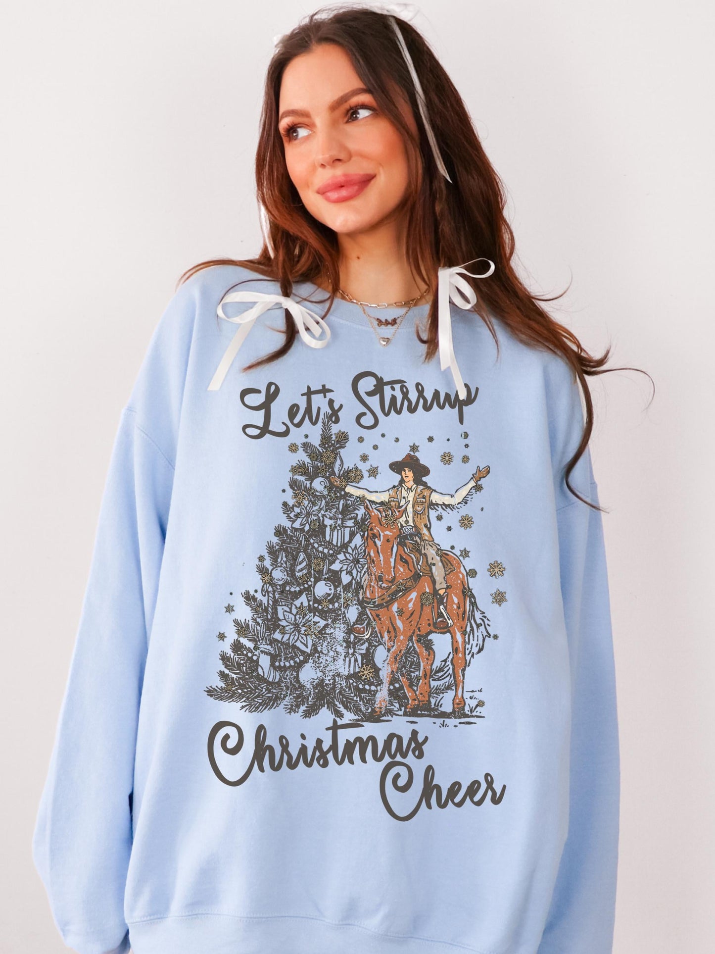 Lets Stirrup Some Cheer Shirt, Western Christmas Sweatshirt, Country Christmas, Cowgirl Christmas Sweater, Holiday Party Shirt, Xmas Tees