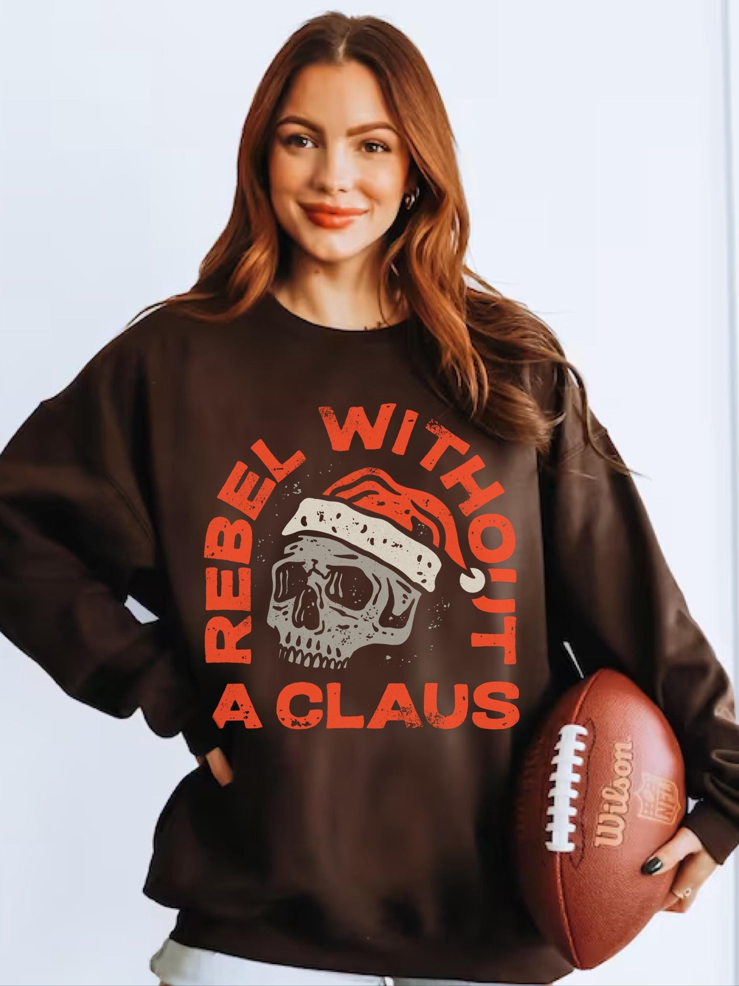 Rebel Without A Claus Sweatshirt, Funny Christmas Sweater, Holiday Party Shirt, Funny Santa Sweatshirt, Grunge Christmas, Cute Xmas Shirt