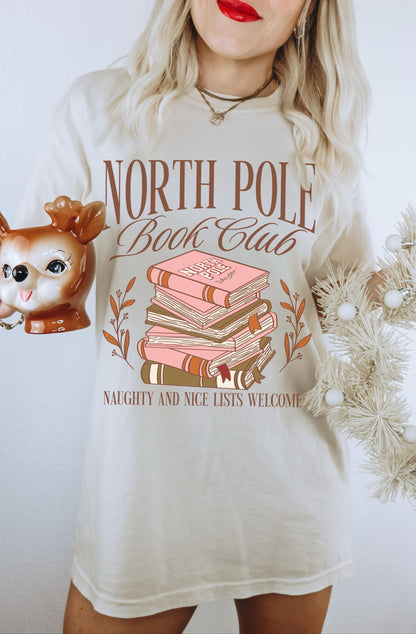 North Pole Book Club Shirt, Bookish Christmas Shirt, Book Lover Christmas, Holiday Party Shirt, Bookworm Sweater, Book Crewneck