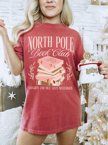 North Pole Book Club Shirt, Bookish Christmas Shirt, Book Lover Christmas, Holiday Party Shirt, Bookworm Sweater, Book Crewneck